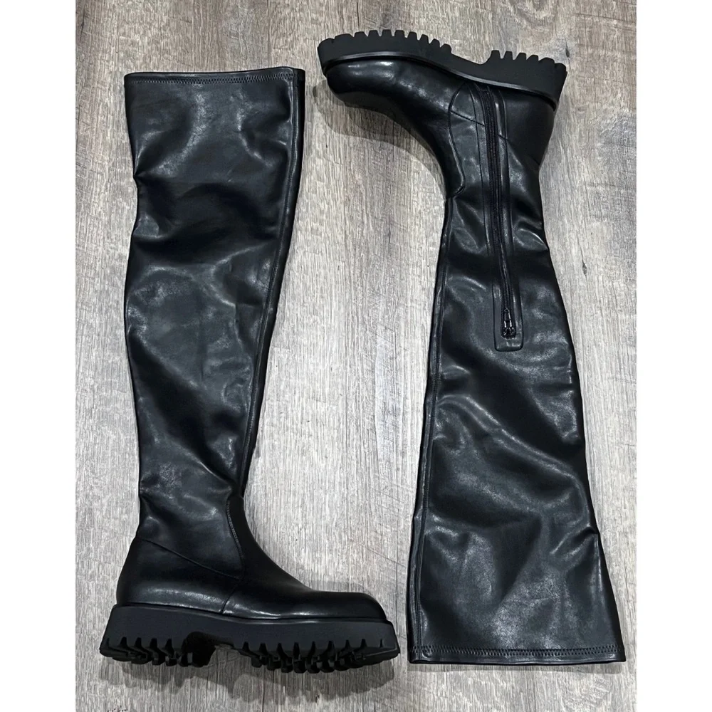 Jeffrey Campbell Break Thigh High Boots Black Size 6